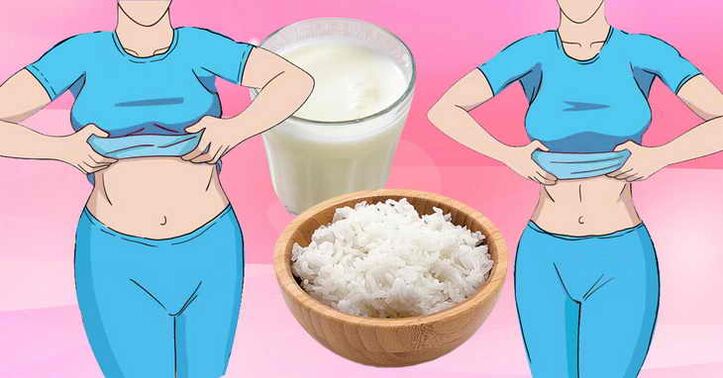 Perca peso com uma dieta de arroz com kefir