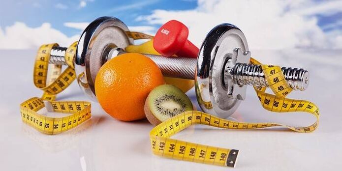 frutas e equipamentos de perda de peso